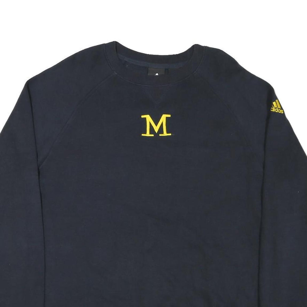 ADIDAS Mens Navy Blue Sweatshirt L Cotton Blend Crew Neck Pullover