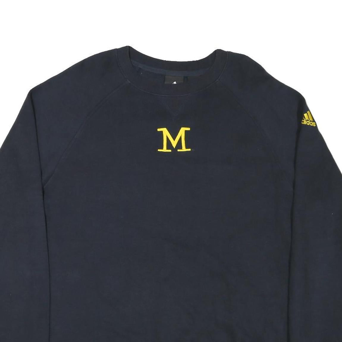 ADIDAS Mens Navy Blue Sweatshirt L Cotton Blend Crew Neck Pullover