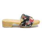 Womens Floral Pattern Open Back Synthetic Mules UK 4 Summer Casual Slip On