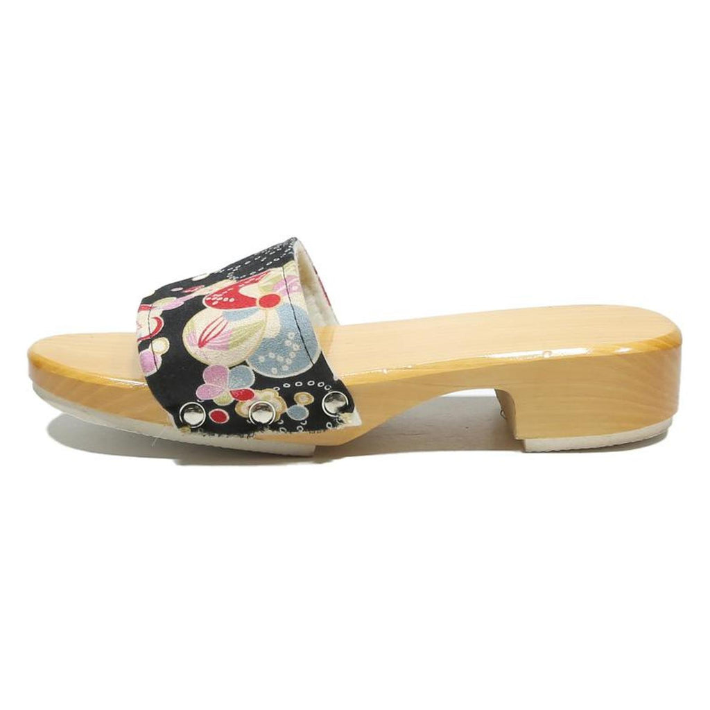 Womens Floral Pattern Open Back Synthetic Mules UK 4 Summer Casual Slip On