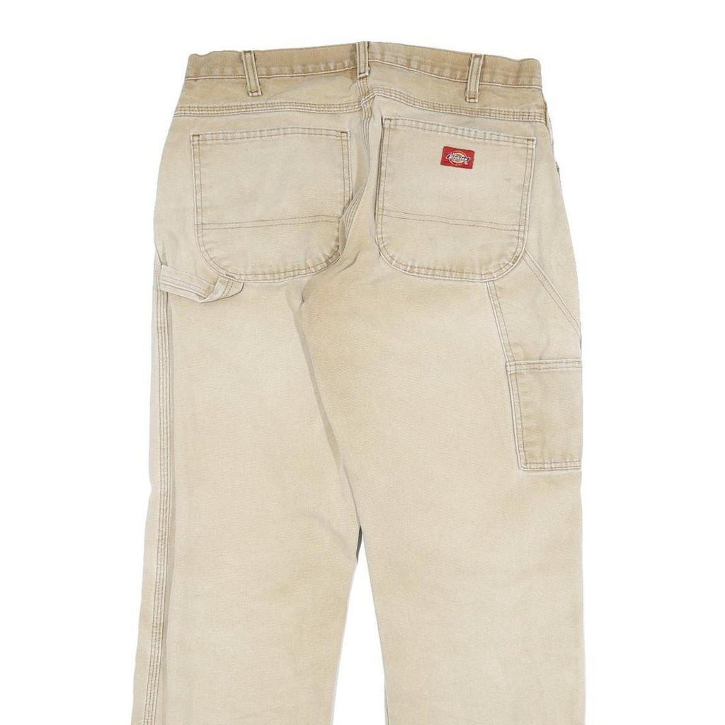 DICKIES Mens Beige Regular Fit Straight Leg Denim W32 L32 Workwear Utility Jeans
