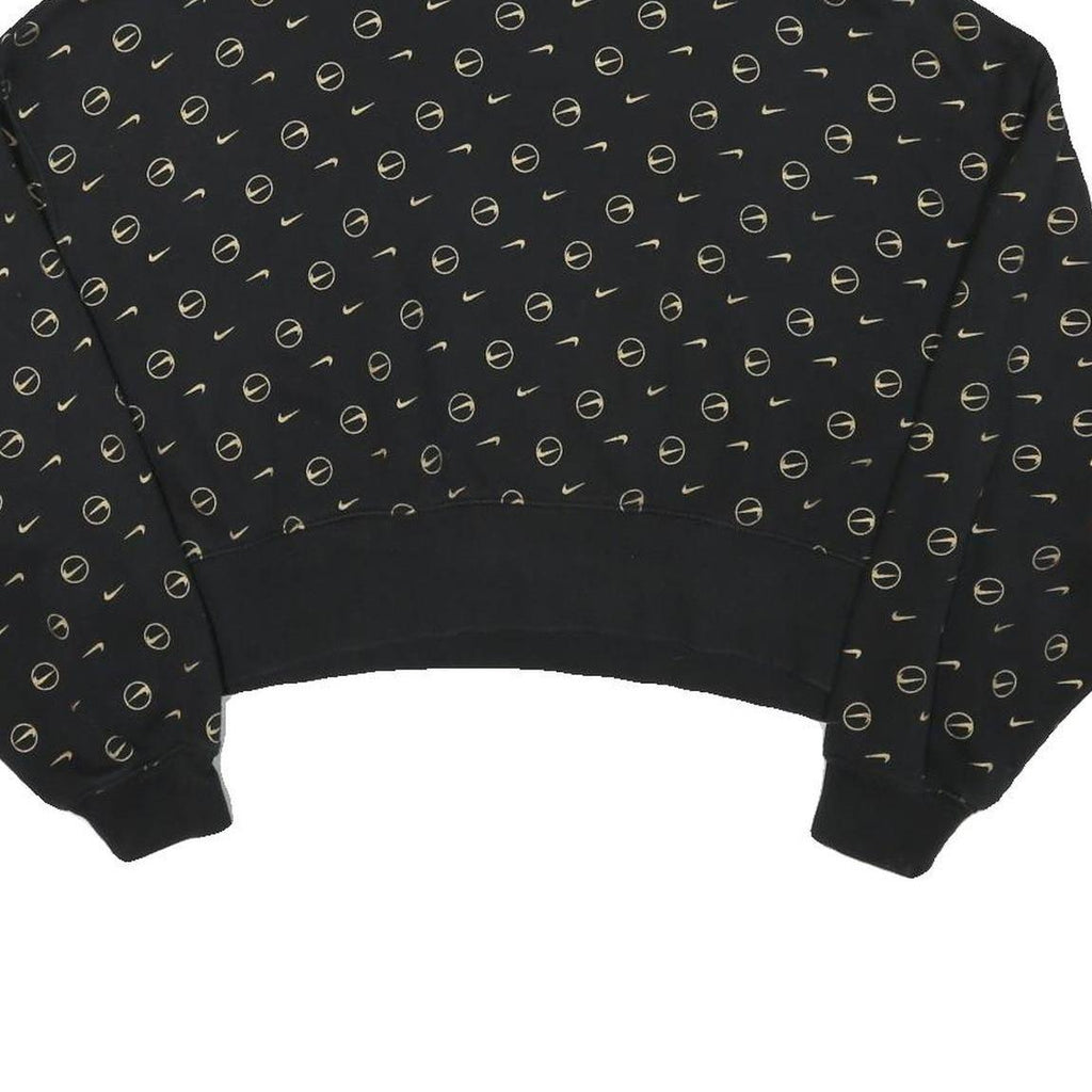 NIKE Womens Black Crew Neck S Sweatshirt All Over Print Cotton Blend