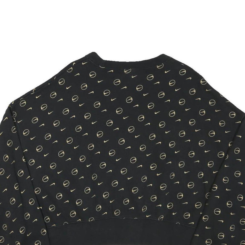 NIKE Womens Black Crew Neck S Sweatshirt All Over Print Cotton Blend