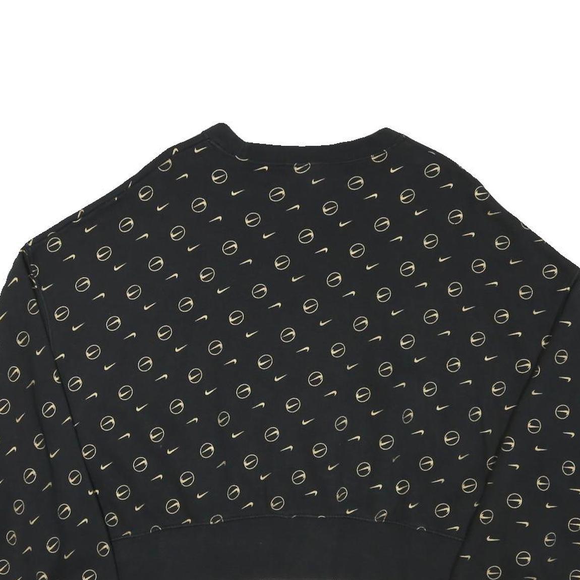 NIKE Womens Black Crew Neck S Sweatshirt All Over Print Cotton Blend