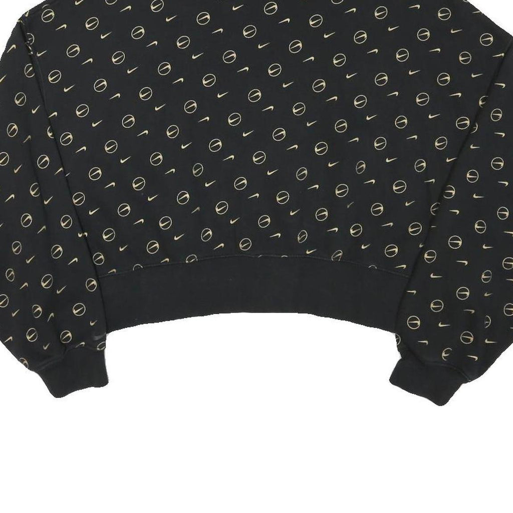 NIKE Womens Black Crew Neck S Sweatshirt All Over Print Cotton Blend