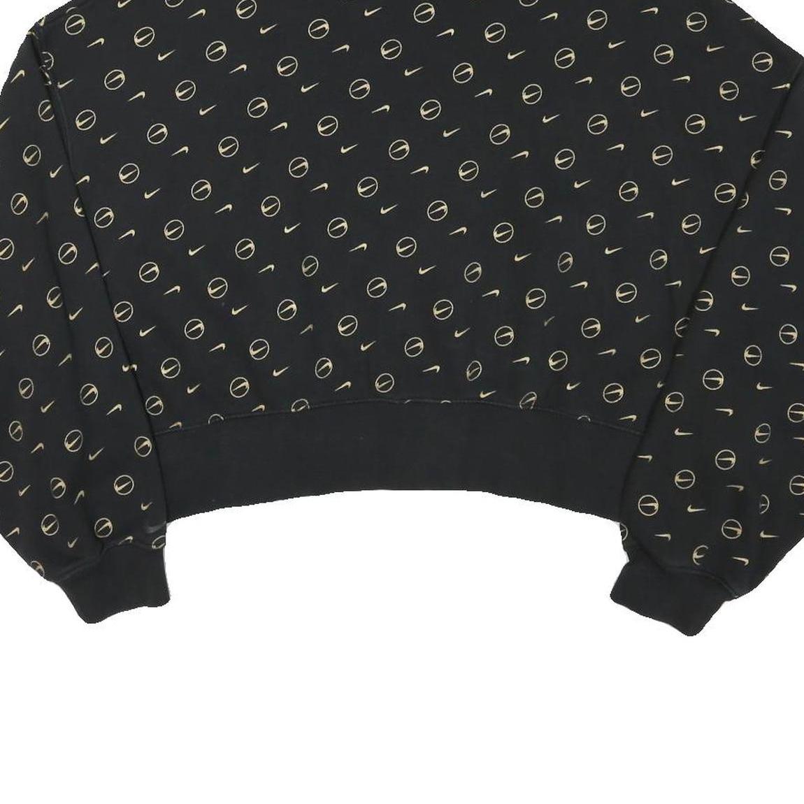 NIKE Womens Black Crew Neck S Sweatshirt All Over Print Cotton Blend