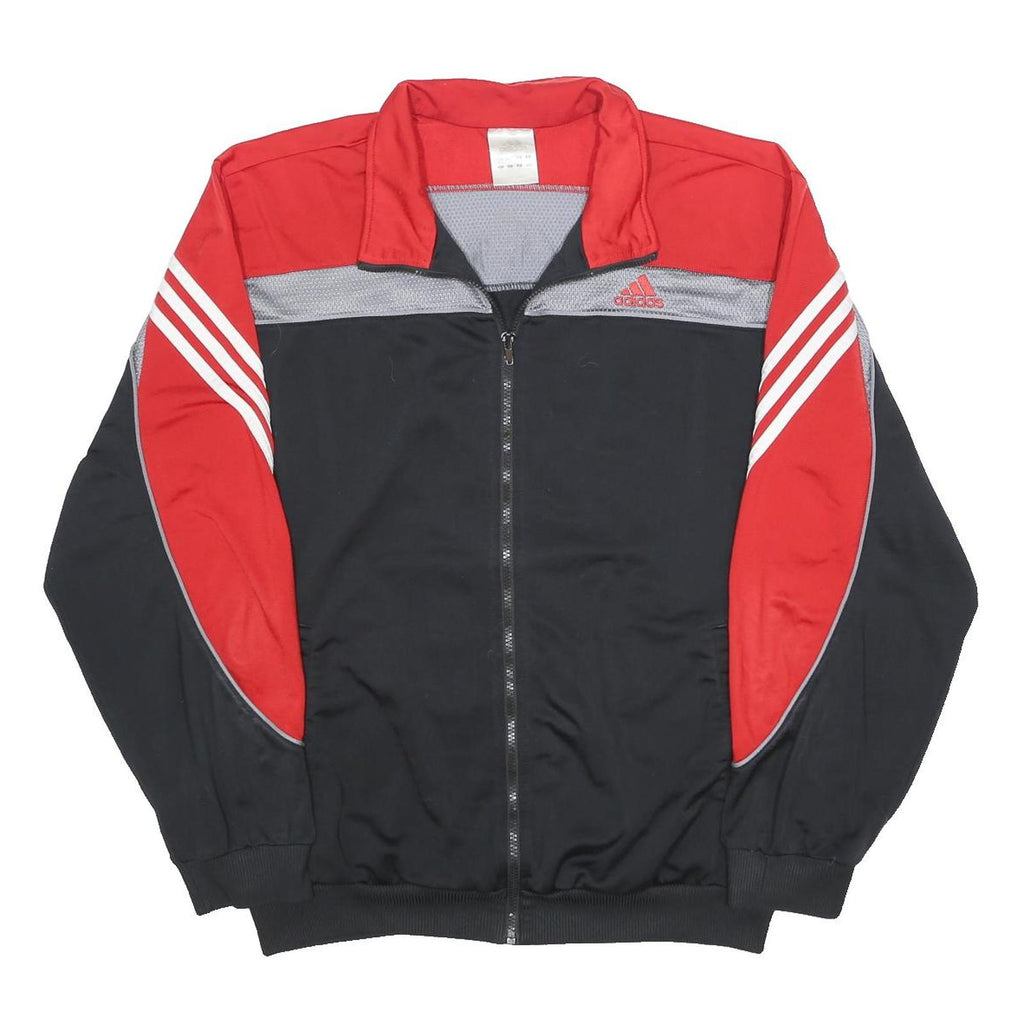 ADIDAS Mens Black & Red Track Jacket L Polyester Zip Athletic Sportswear
