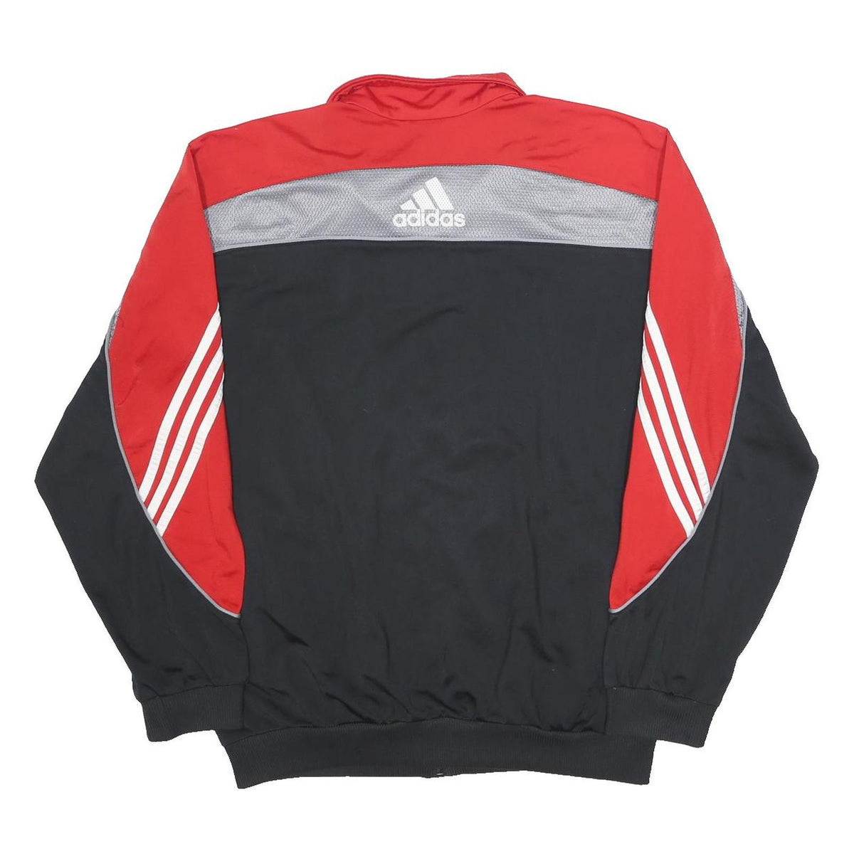 ADIDAS Mens Black & Red Track Jacket L Polyester Zip Athletic Sportswear