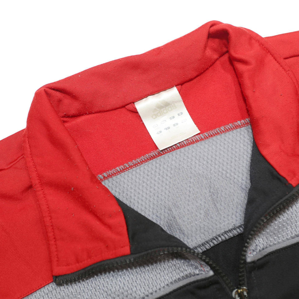 ADIDAS Mens Black & Red Track Jacket L Polyester Zip Athletic Sportswear
