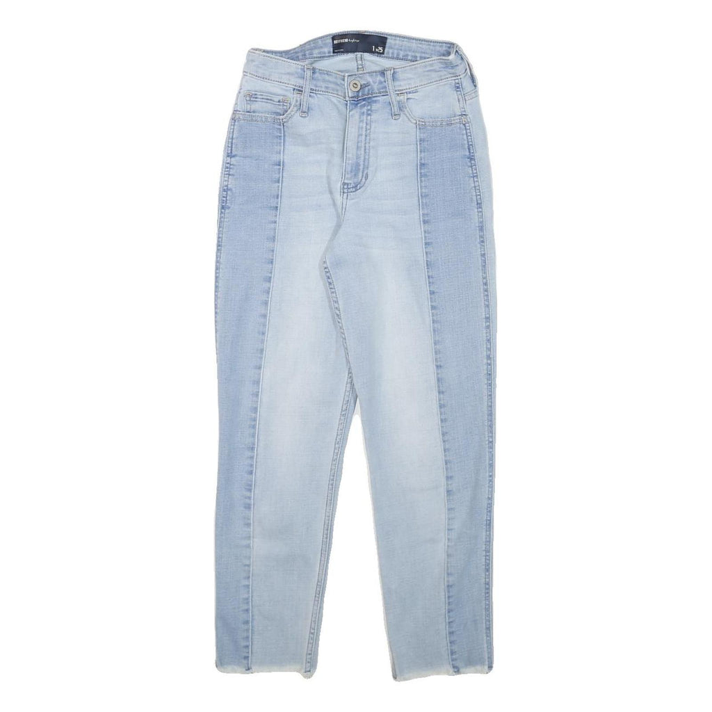 HOLLISTER Womens Jeans Blue Relaxed Straight Denim Light W24 L24 Frayed Hem