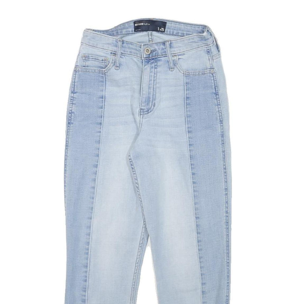 HOLLISTER Womens Jeans Blue Relaxed Straight Denim Light W24 L24 Frayed Hem