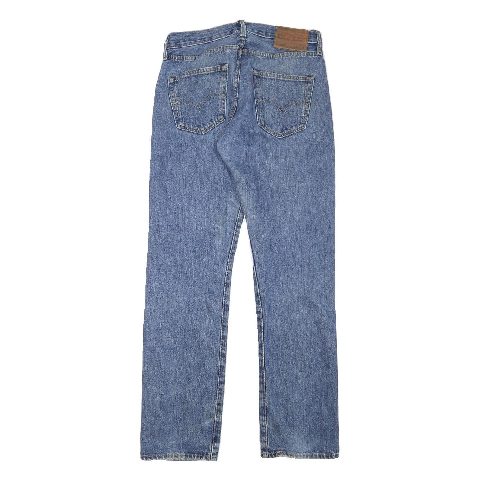 LEVI'S 501 Mens Jeans Blue Regular Straight Denim Medium W29 L30 Button Closure