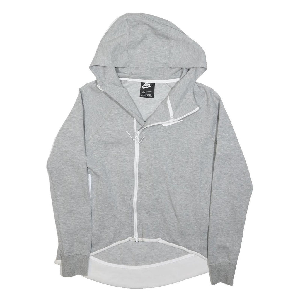 NIKE Womens Grey Pullover S Cotton Blend Jersey ¼ Zip Band Collar Long Sleeve