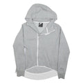 NIKE Womens Grey Pullover S Cotton Blend Jersey ¼ Zip Band Collar Long Sleeve