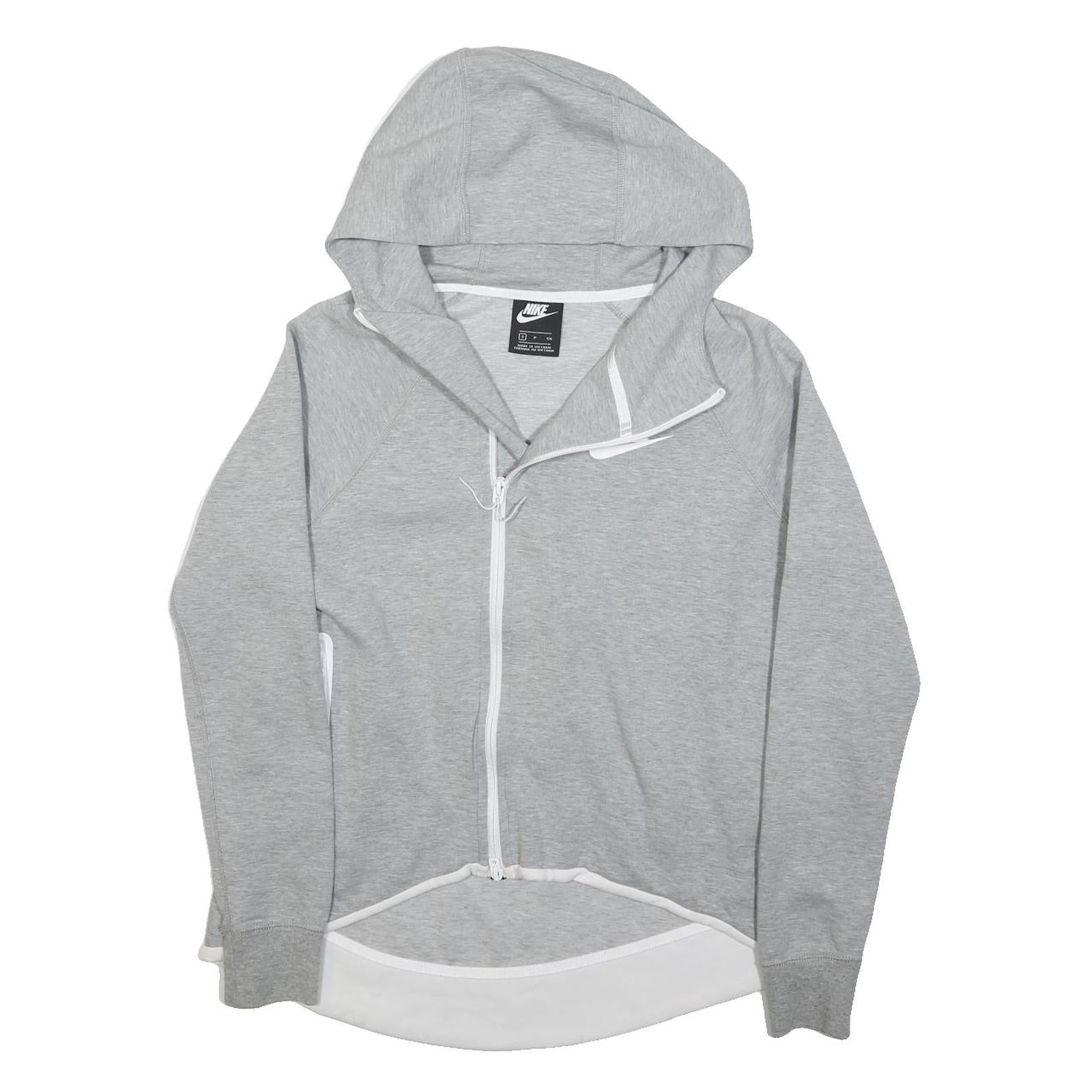 NIKE Womens Grey Pullover S Cotton Blend Jersey ¼ Zip Band Collar Long Sleeve