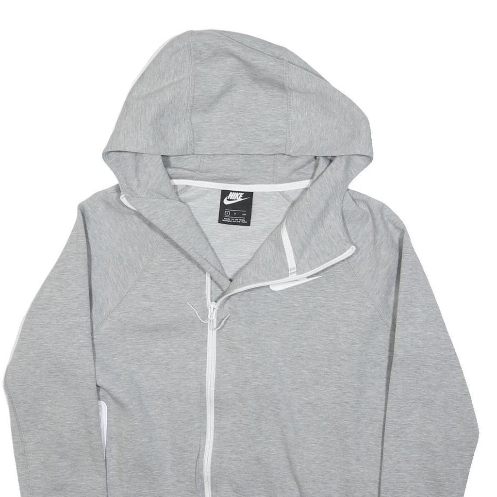 NIKE Womens Grey Pullover S Cotton Blend Jersey ¼ Zip Band Collar Long Sleeve