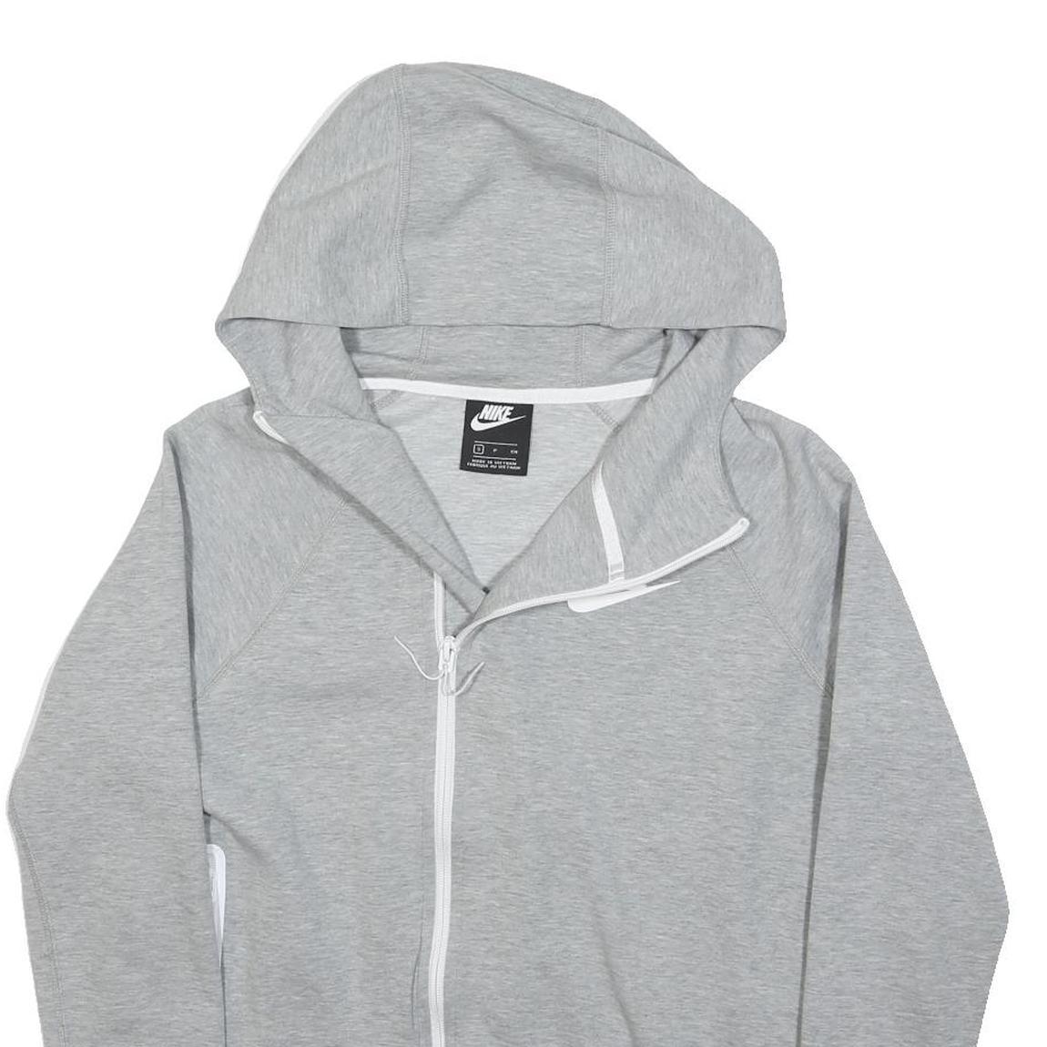 NIKE Womens Grey Pullover S Cotton Blend Jersey ¼ Zip Band Collar Long Sleeve