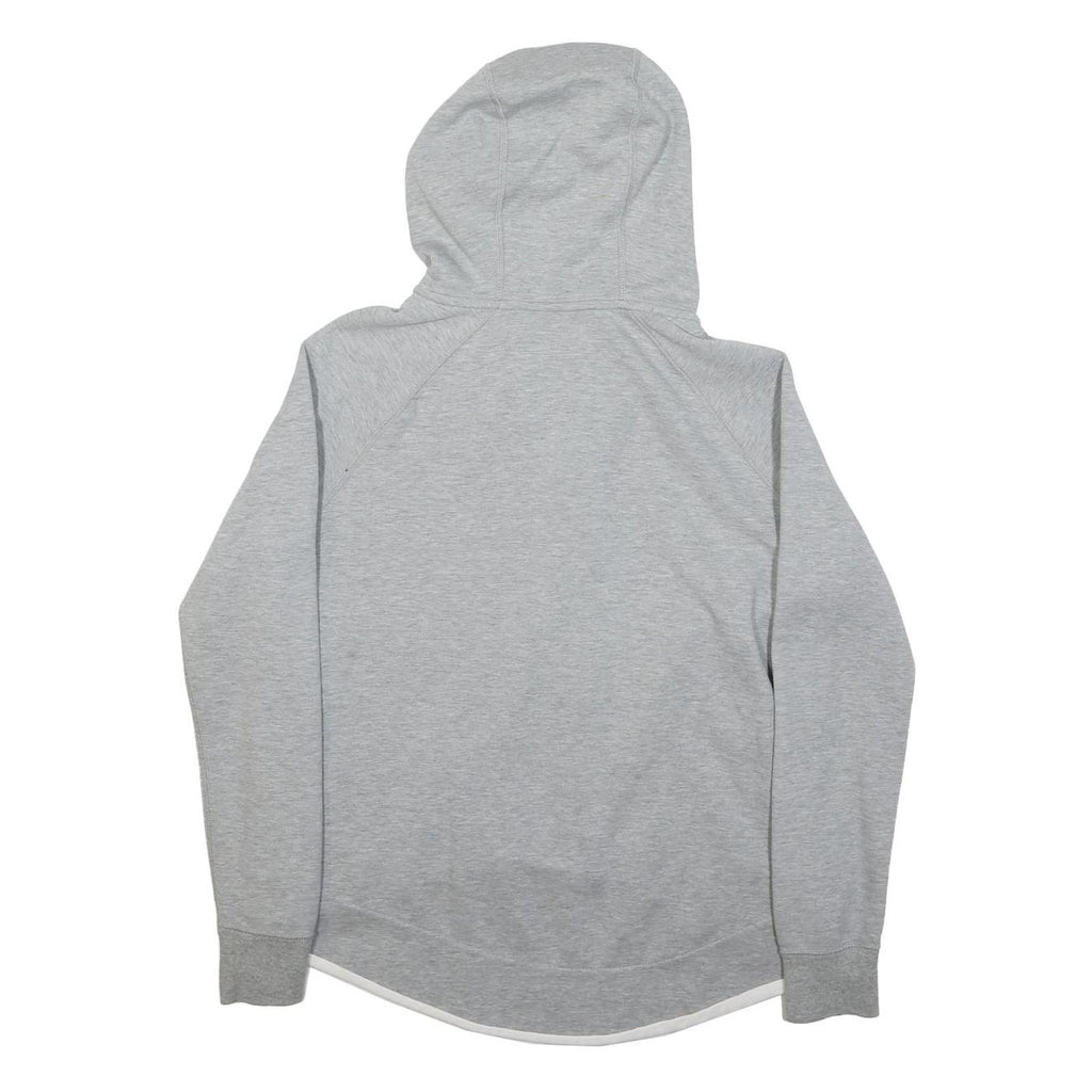 NIKE Womens Grey Pullover S Cotton Blend Jersey ¼ Zip Band Collar Long Sleeve