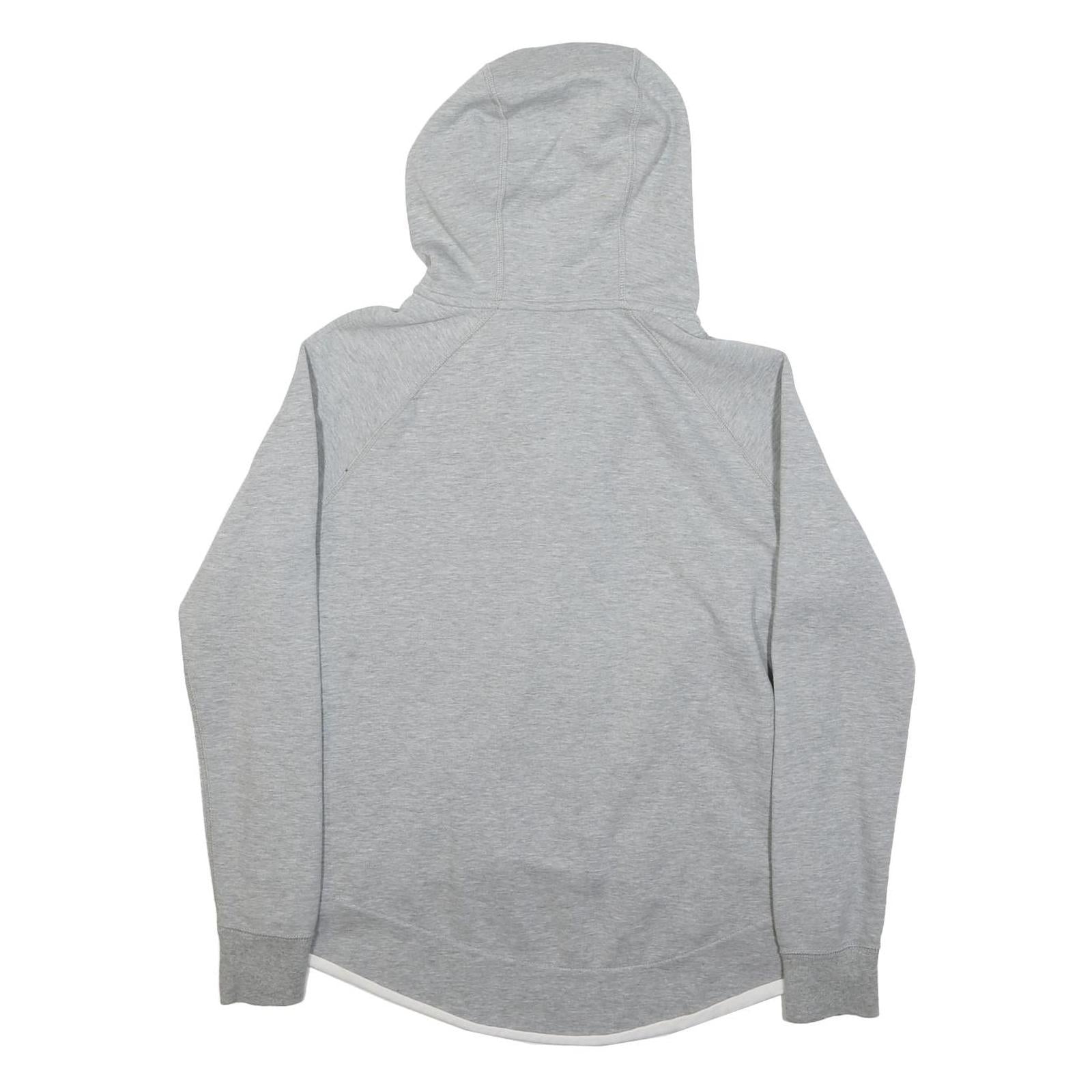 NIKE Womens Grey Pullover S Cotton Blend Jersey ¼ Zip Band Collar Long Sleeve