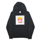 NIKE Mens Black Cotton Blend Hoodie S Novelty Print Pullover Casual