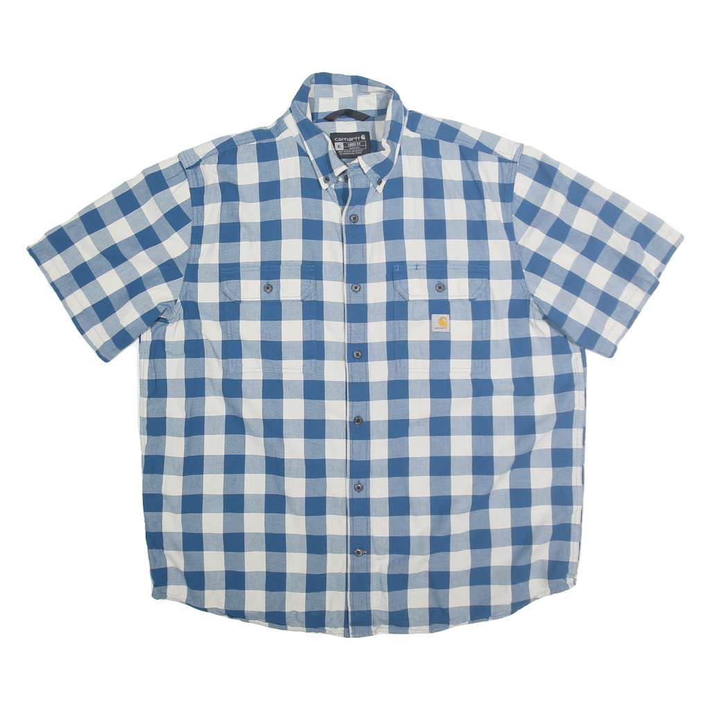 CARHARTT Mens Blue & White Check Shirt XL Loose Fit Casual Workwear
