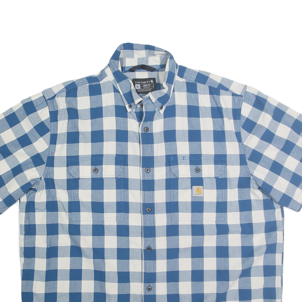 CARHARTT Mens Blue & White Check Shirt XL Loose Fit Casual Workwear
