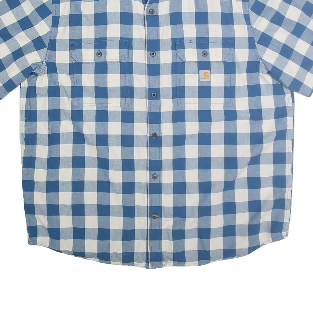 CARHARTT Mens Blue & White Check Shirt XL Loose Fit Casual Workwear
