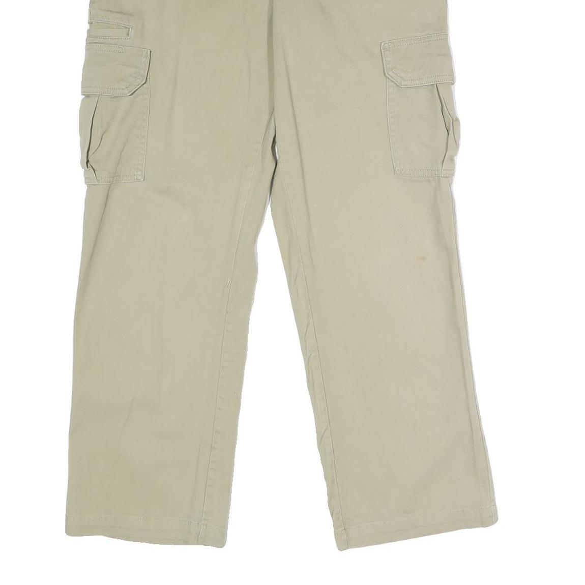 DICKIES Mens Regular Fit Beige Cargo Cotton Blend Trousers W30 L30 Zip Pocket