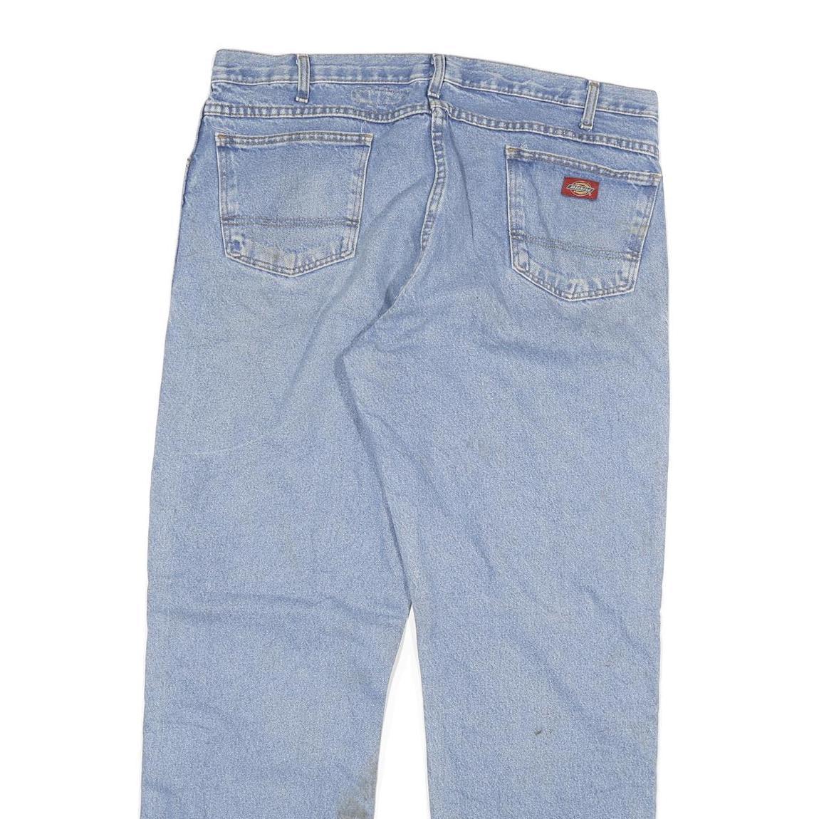 DICKIES Mens Jeans Blue Regular Straight Denim Light W36 L32 Classic Fit