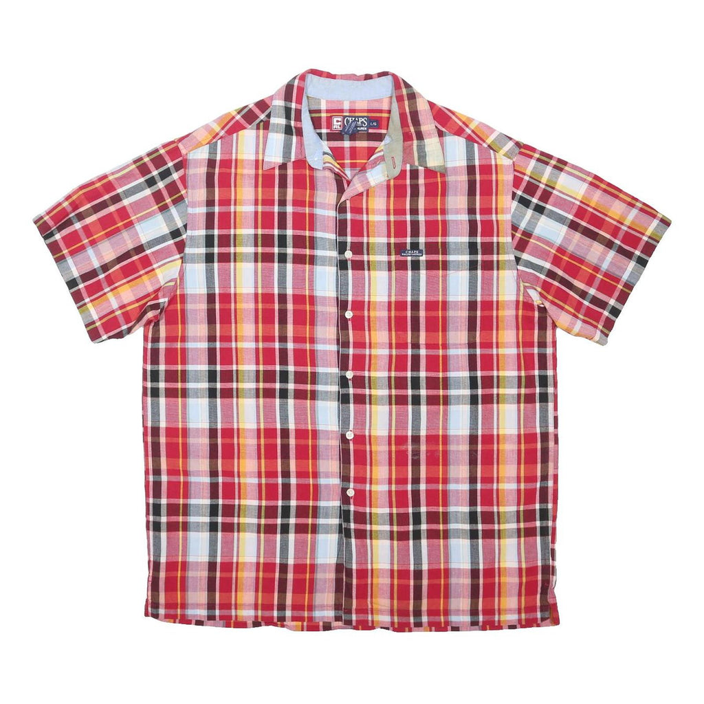CHAPS Mens Red & Yellow Check Shirt L Cotton Blend Casual Summer