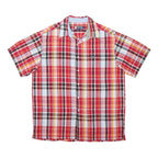 CHAPS Mens Red & Yellow Check Shirt L Cotton Blend Casual Summer