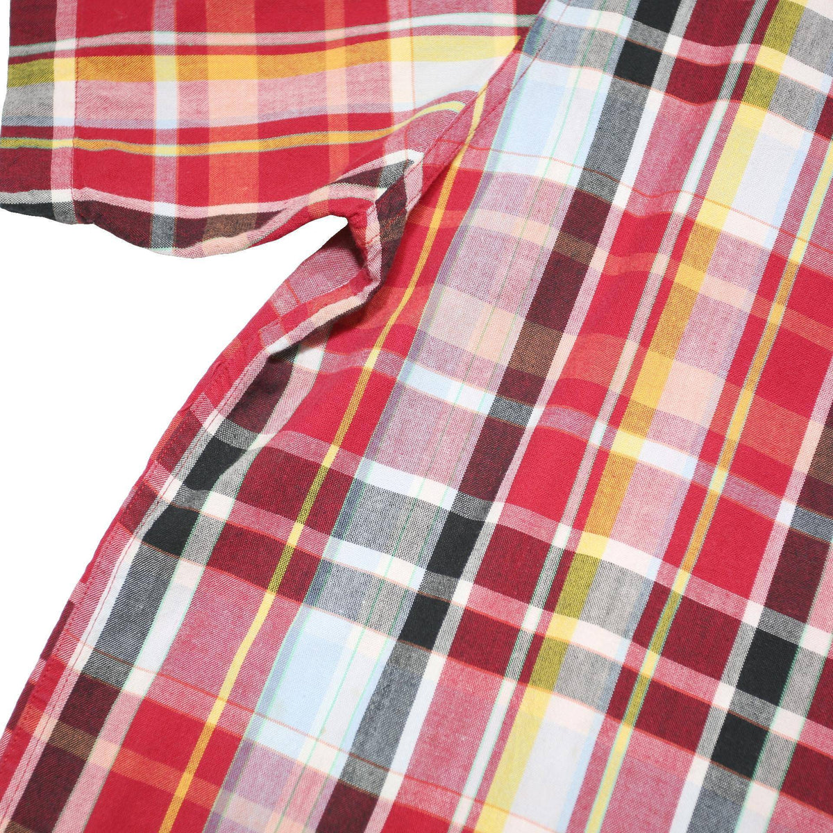 CHAPS Mens Red & Yellow Check Shirt L Cotton Blend Casual Summer