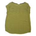 WHITE STUFF Womens Green Cotton Blend Lace Detail Sleeve Top UK 14 Casual Summer