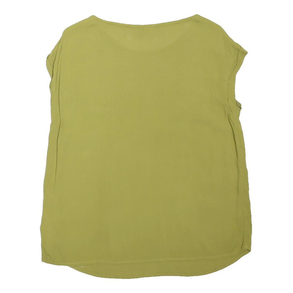 WHITE STUFF Womens Green Cotton Blend Lace Detail Sleeve Top UK 14 Casual Summer