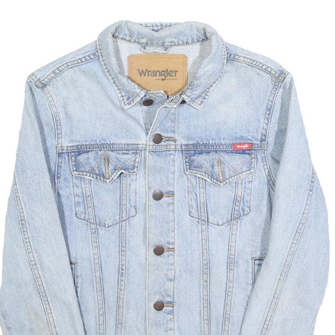 WRANGLER Womens Blue Denim Jacket S Cotton Button Classic Fit Light Wash