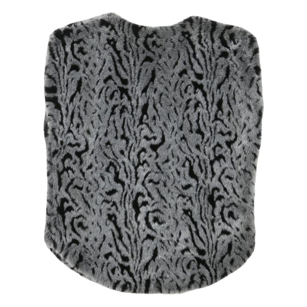 Womens Grey Black Animal Print Faux Fur Jacket L Polyester Blend Sleeveless Open