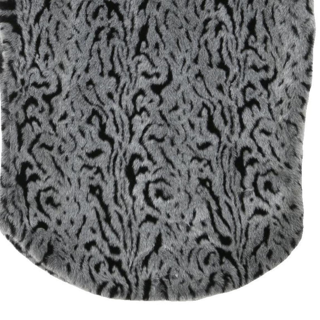 Womens Grey Black Animal Print Faux Fur Jacket L Polyester Blend Sleeveless Open