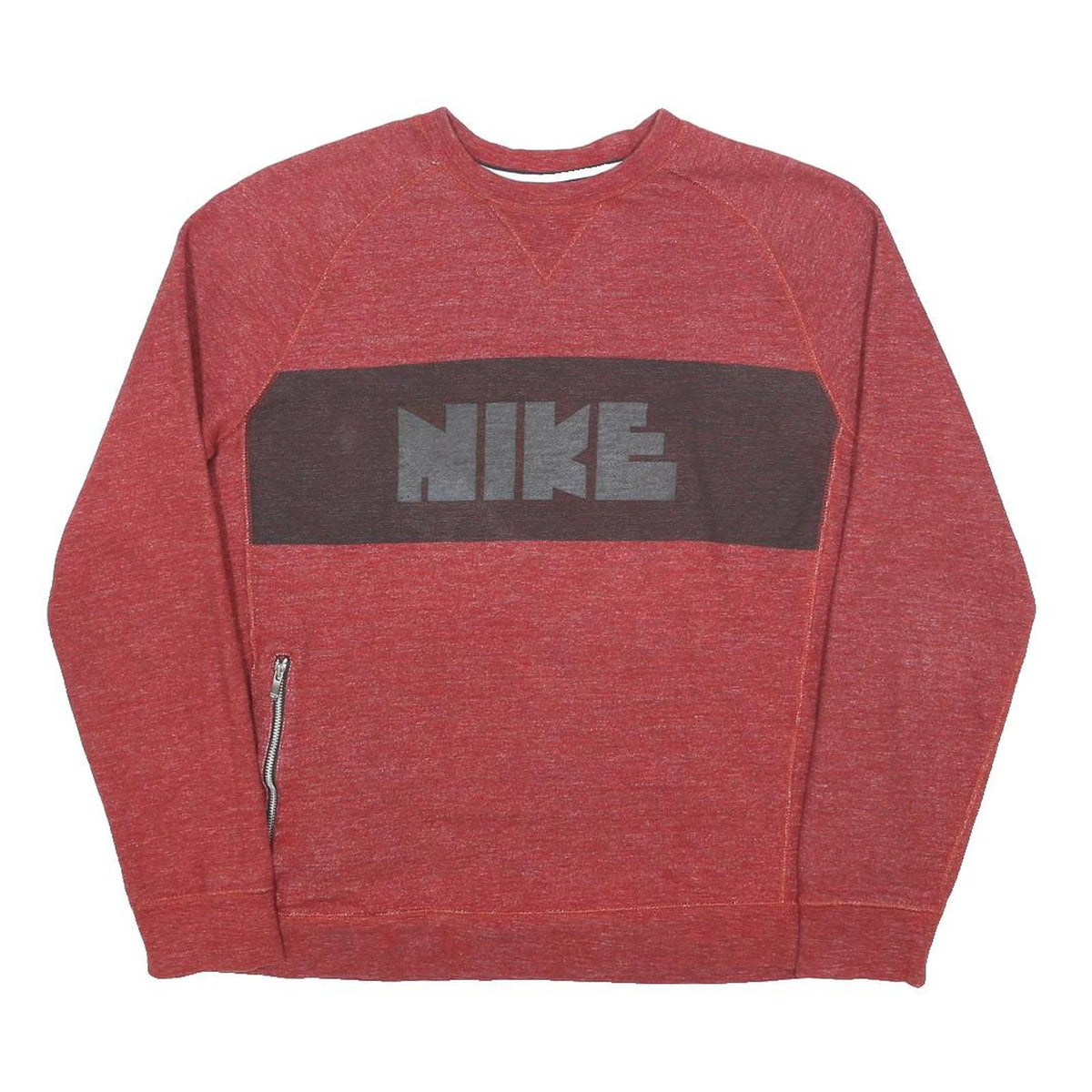 NIKE Womens Red Cotton Blend Crew Neck Sweatshirt M Lightweight Comfort