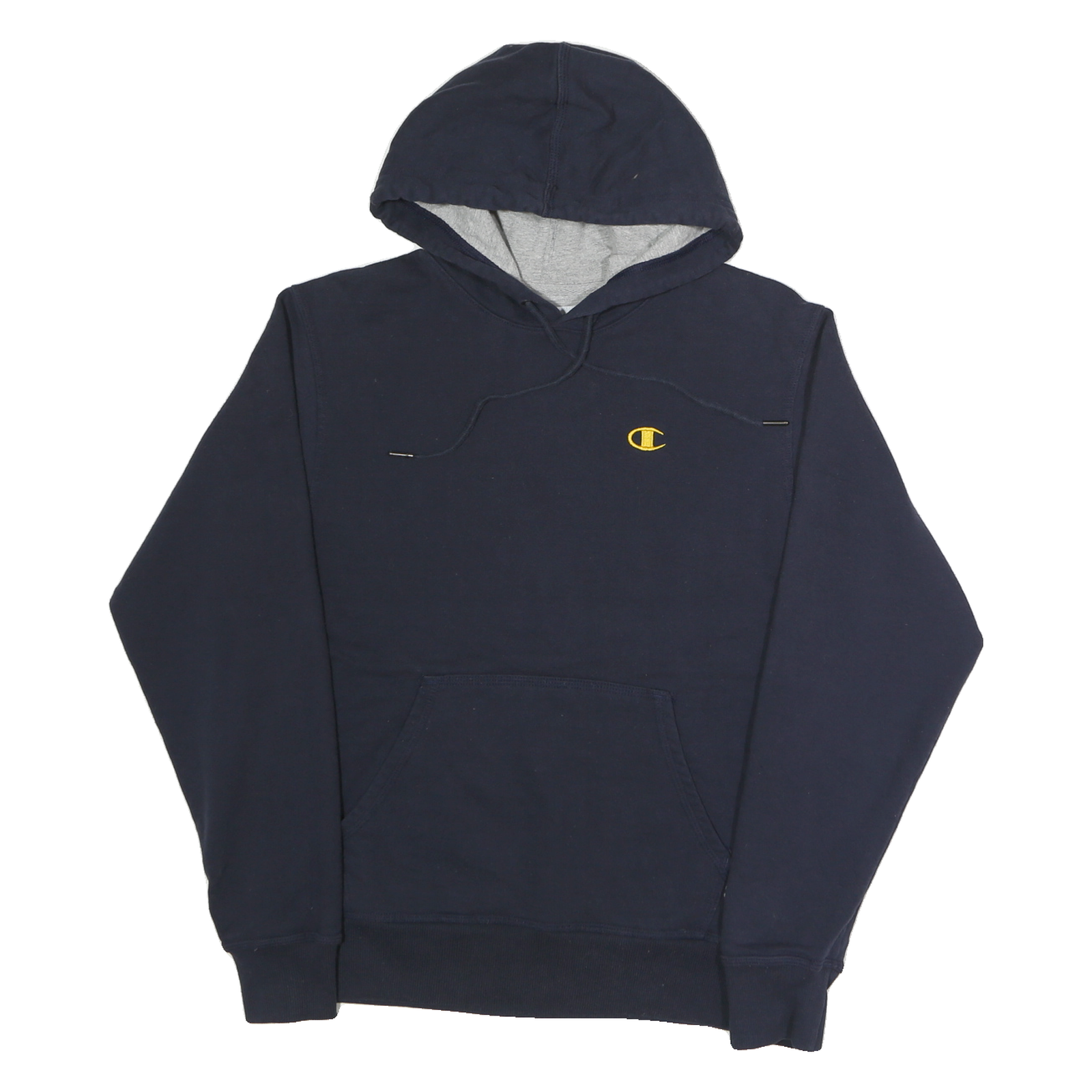 CHAMPION Mens Navy Blue Hoodie S Cotton Blend Pullover Sweatshirt