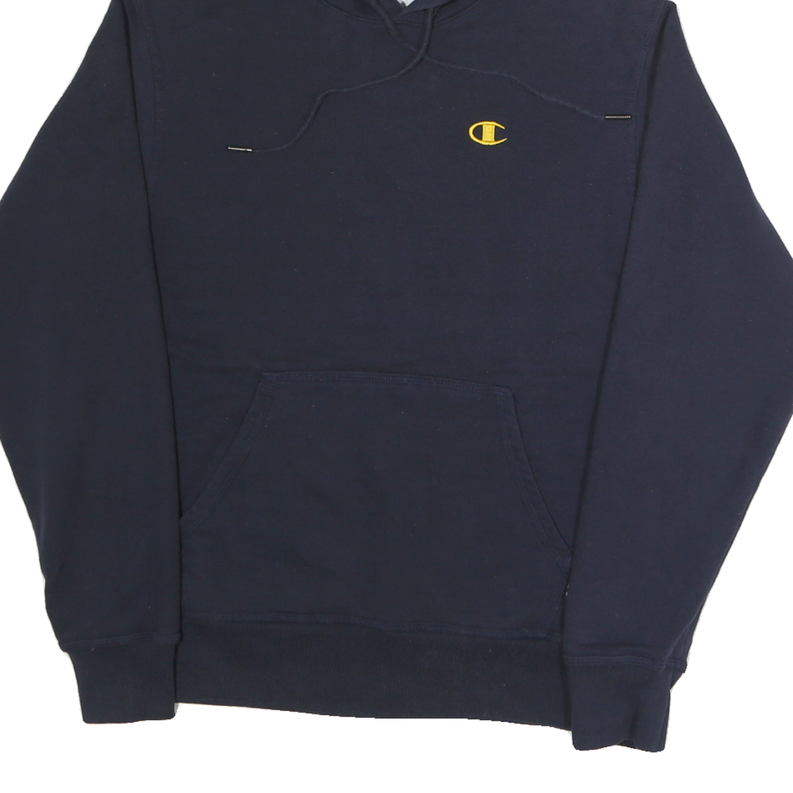 CHAMPION Mens Navy Blue Hoodie S Cotton Blend Pullover Sweatshirt