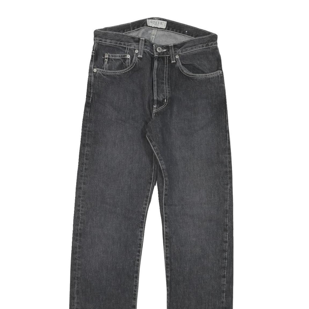 GUESS Womens Regular Fit Straight Leg Denim Dark Wash Jeans W28 L33 Zip Closure