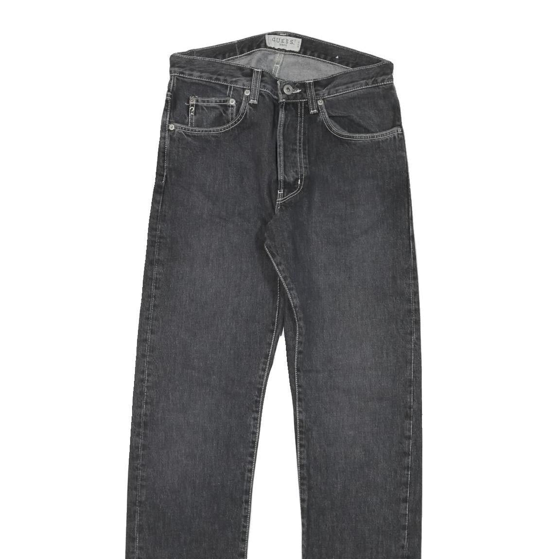 GUESS Womens Regular Fit Straight Leg Denim Dark Wash Jeans W28 L33 Zip Closure