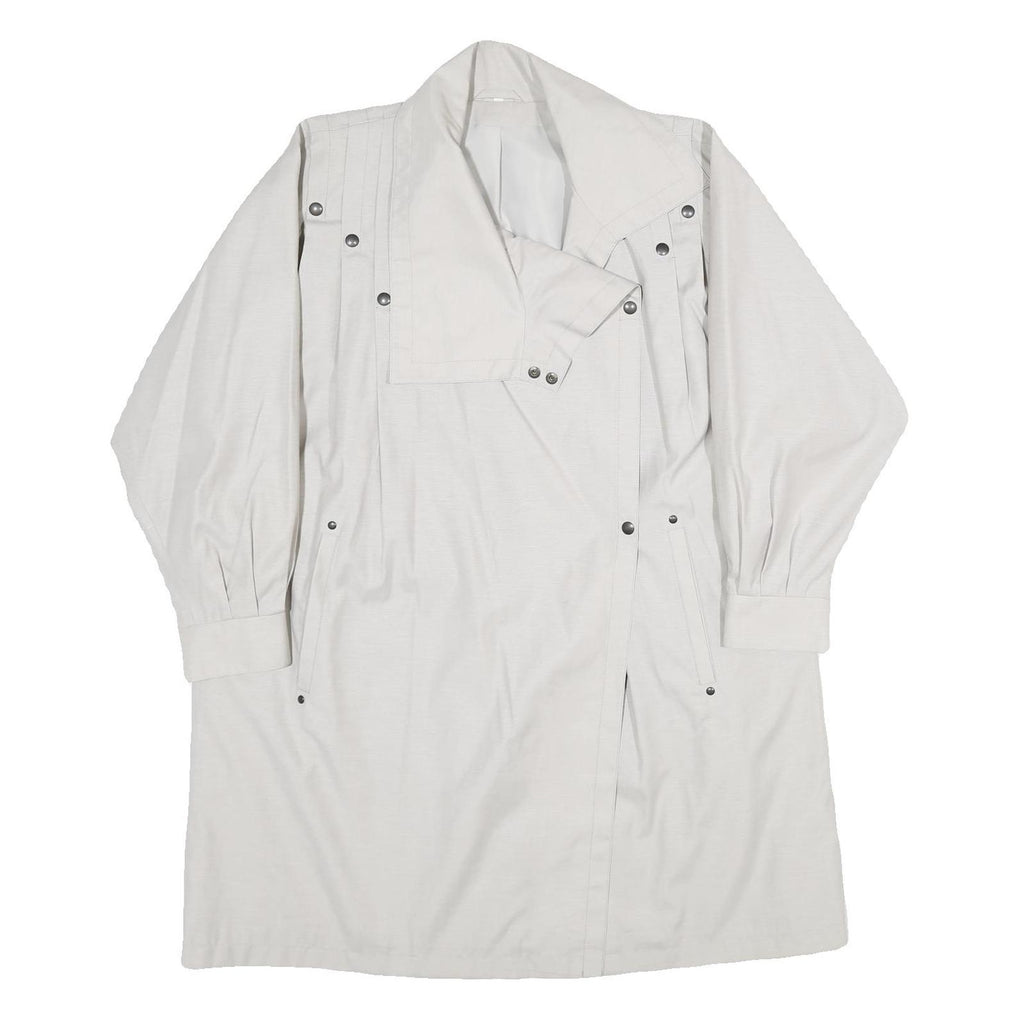 Womens White Cream Jacket UK 8 Polyester Blend Button Closure Plain Elegant