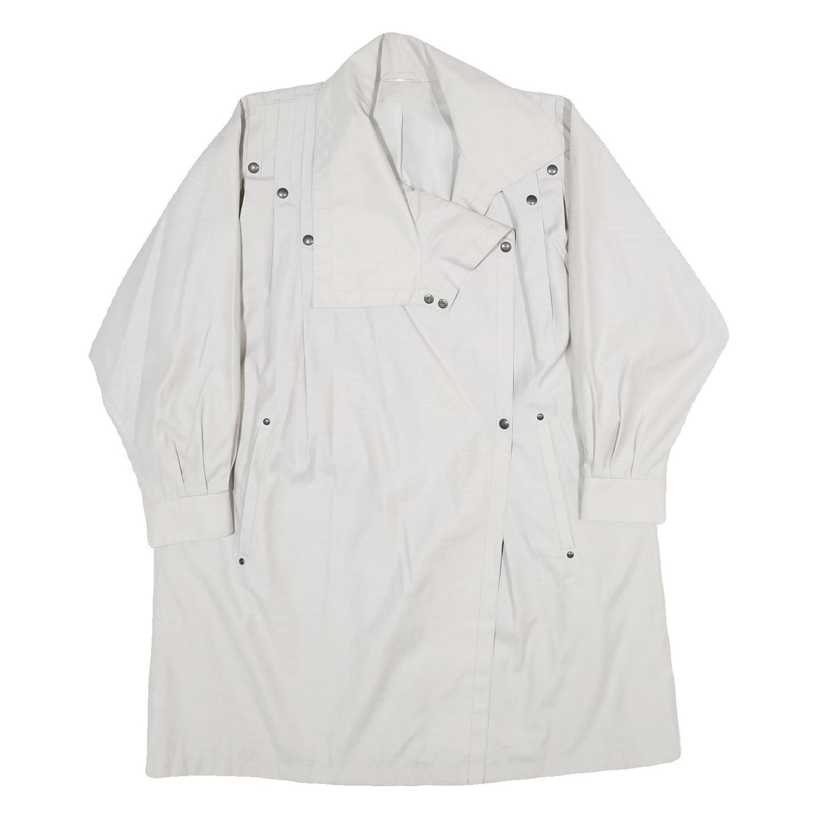 Womens White Cream Jacket UK 8 Polyester Blend Button Closure Plain Elegant