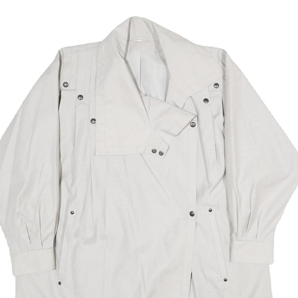 Womens White Cream Jacket UK 8 Polyester Blend Button Closure Plain Elegant