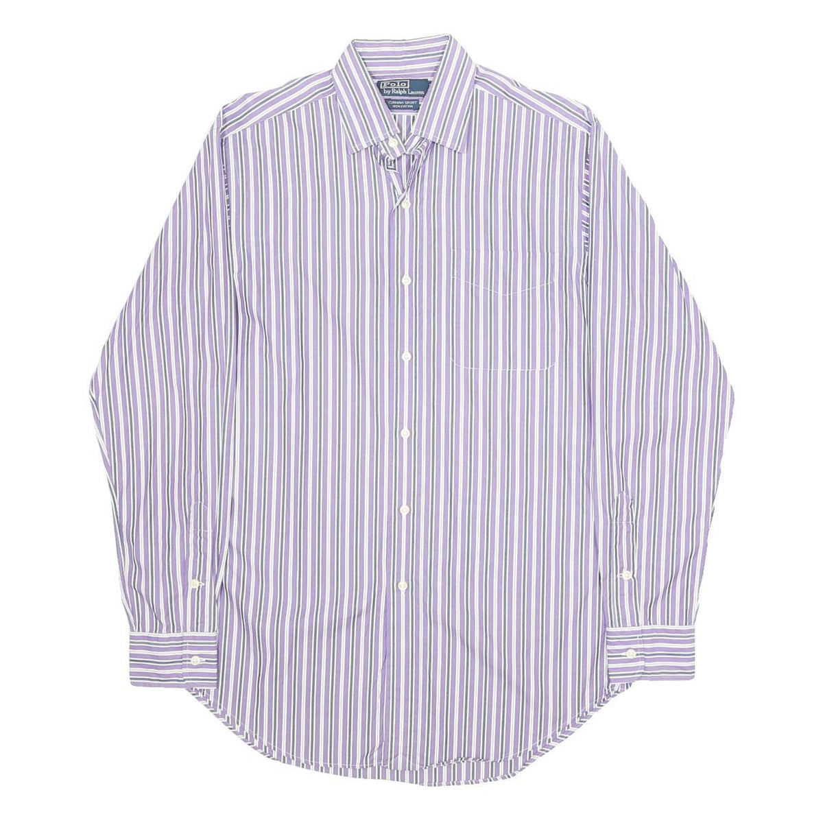 POLO RALPH LAUREN Mens Purple & White Stripe Shirt S Cotton Long Sleeve Formal