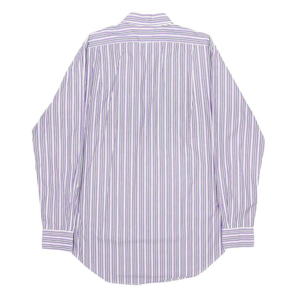 POLO RALPH LAUREN Mens Purple & White Stripe Shirt S Cotton Long Sleeve Formal