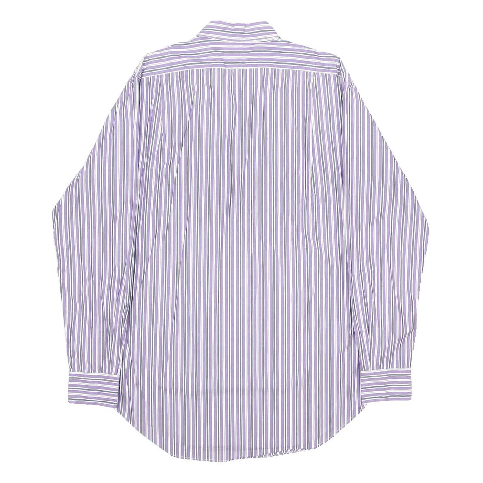 POLO RALPH LAUREN Mens Purple & White Stripe Shirt S Cotton Long Sleeve Formal