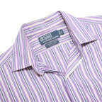 POLO RALPH LAUREN Mens Purple & White Stripe Shirt S Cotton Long Sleeve Formal