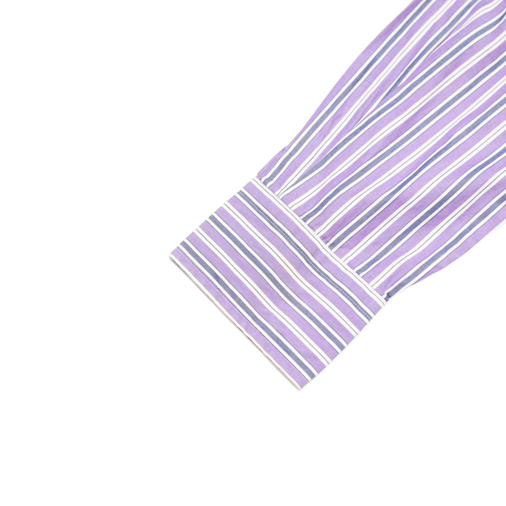 POLO RALPH LAUREN Mens Purple & White Stripe Shirt S Cotton Long Sleeve Formal